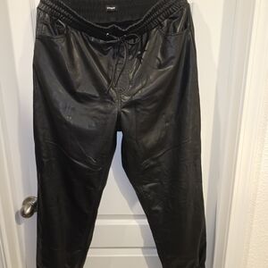 Express Black Leather Joggers